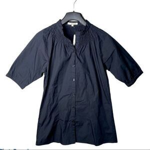 La Made black button down blouse top tunic size medium NWOT